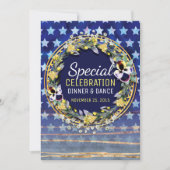 ウォーターカラースターズ&ストライプディナー&ダンス招待状 招待状 (正面)