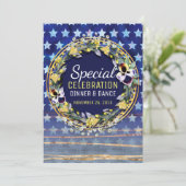 ウォーターカラースターズ&ストライプディナー&ダンス招待状 招待状 (スタンド正面)