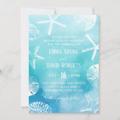 ウォーターカラースターフィッシュ&シーシェルビーチ結婚式 招待状 (正面)