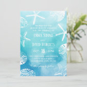 ウォーターカラースターフィッシュ&シーシェルビーチ結婚式 招待状 (スタンド正面)