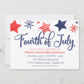 ウォーターカラースター7月4日パーティの招待状 カード (正面)