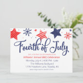 ウォーターカラースター7月4日パーティの招待状 カード (スタンド正面)