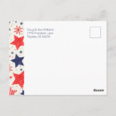 ウォーターカラースター7月4日パーティの招待状 ポストカード (裏面)