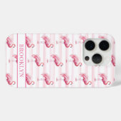 ウォーターカラーストライプのモノグラム入りフラミンゴ Case-Mate iPhoneケース (裏面 (横))