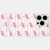 ウォーターカラーストライプのモノグラム入りフラミンゴ Case-Mate iPhoneケース (裏面 (横))
