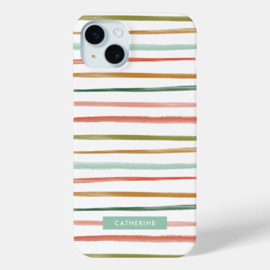 ウォーターカラーストライプスのカスタムネーム Case-Mate iPhoneケース (裏面)