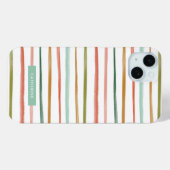 ウォーターカラーストライプスのカスタムネーム Case-Mate iPhoneケース (裏面 (横))