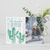 ウォーターカラーストライプズカクタスフェリズナビダッドクリスマス シーズンカード (スタンド正面)