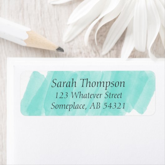 ウォーターカラーストリークアクアグリーン差出人住所ラベル ラベル (インサイチュ)