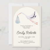 ウォーターカラーストークニュートラルベビーシャワー招待状 招待状 (正面)