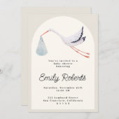 ウォーターカラーストークニュートラルベビーシャワー招待状 招待状 (正面/裏面)