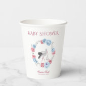 ウォーターカラーストークブルー&赤面ピンクフローラリース 紙コップ (裏面)