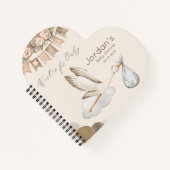 ウォーターカラーストークベビーシャワーニュートラルゲストブック ノートブック (正面)