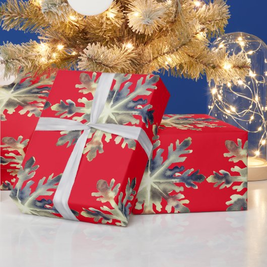 ウォーターカラースノーフレーク、魔法の色 ラッピングペーパー (クリスマス)