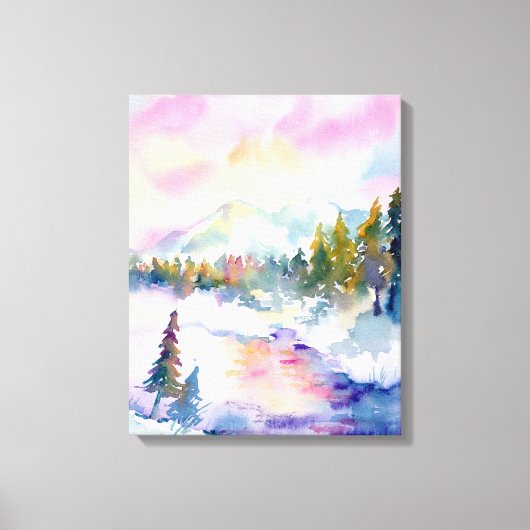 ウォーターカラースノーマウンテンプリント キャンバスプリント (正面)