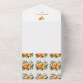 ウォーターカラースピリッツオレンジ色の花ブライダルシャワー オールインワン招待状 (外側)