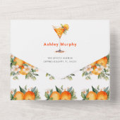 ウォーターカラースピリッツオレンジ色の花ブライダルシャワー オールインワン招待状 (裏面)