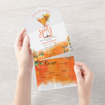 ウォーターカラースピリッツオレンジ色の花ブライダルシャワー