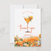 ウォーターカラースピリッツオレンジ色の花ブライダルシャワー サンキューカード (正面)