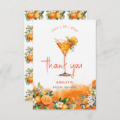 ウォーターカラースピリッツオレンジ色の花ブライダルシャワー サンキューカード (正面/裏面)