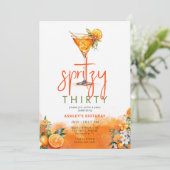 ウォーターカラースピリッツオレンジ色の花誕生日 招待状 (スタンド正面)