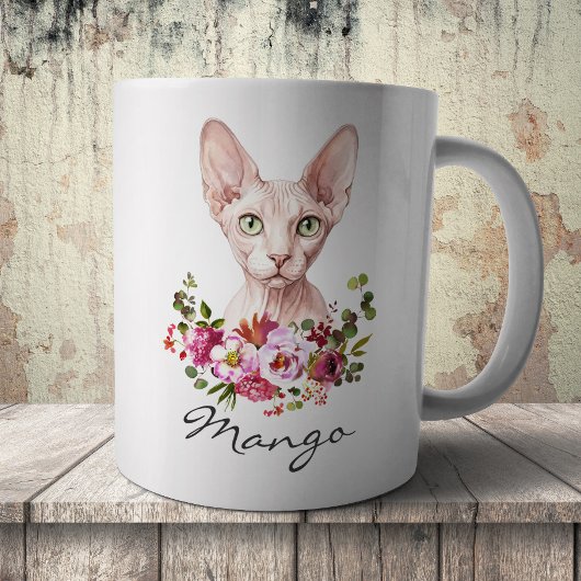 ウォーターカラースフィンクス猫 コーヒーマグカップ