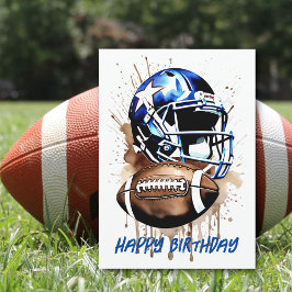 ウォーターカラースプラッシュ アメリカンフットボール 誕生日カード カード