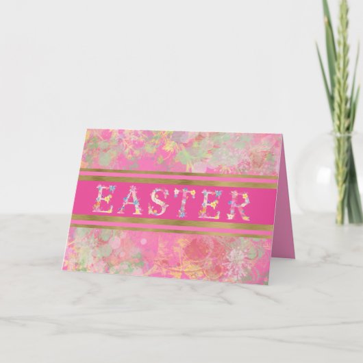 ウォーターカラースプリングタイムイースターホリデーカード シーズンカード (正面)