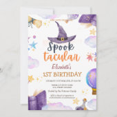 ウォーターカラースポックタキュラハロウィーン誕生日 招待状 (正面)