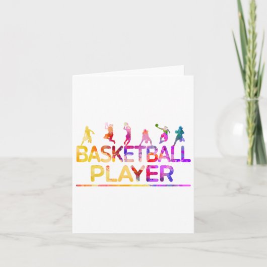 ウォーターカラースポーツバスケットボール選手 カード (正面)