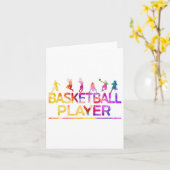 ウォーターカラースポーツバスケットボール選手 カード (黄色い花)