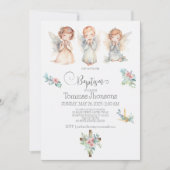 ウォーターカラースリーエンジェルベビーバプテスマ招待状 招待状 (正面)