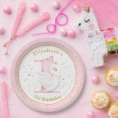 ウォーターカラースワンプリンセス第1誕生日紙プレート ペーパープレート (パーティー)