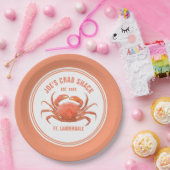 ウォーターカラーズコーラルレッドカニイラストレーションテンプレート ペーパープレート (パーティー)