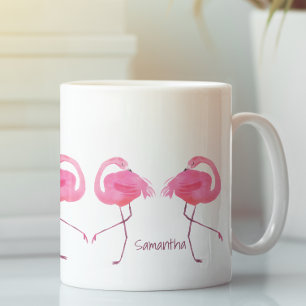 ウォーターカラーズピンクフラミンゴイラストレーション コーヒーマグカップ