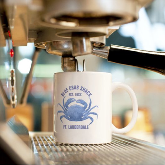 ウォーターカラーズブルーカニイラストレーションカスタム文字 ツートーンマグカップ