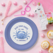 ウォーターカラーズブルーカニイラストレーションカスタム文字 ペーパープレート (パーティー)