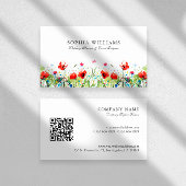 ウォーターカラーズレッドポピー春の花 名刺