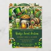 ウォーターカラーセントパトリックの日Sweet sixteen 招待状 (正面/裏面)