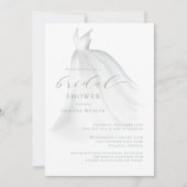 ウォーターカラーセージ結婚グリーンズドレスブライダルシャワー 招待状 (正面)