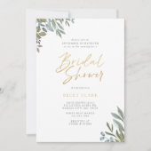 ウォーターカラーセージ緑&葉ブライダルシャワー 招待状 (正面)