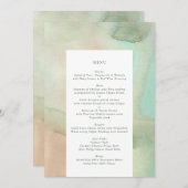 ウォーターカラーソフトパステルビーチ結婚式 メニュー (正面/裏面)