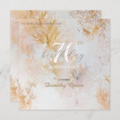 ウォーターカラーソフトパステル葉ズサプライズ誕生日 招待状 (正面/裏面)