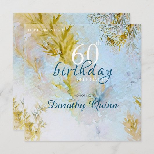 ウォーターカラーソフトヘブンリー葉ズ誕生日 招待状 (正面/裏面)