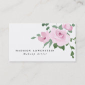 ウォーターカラーソフト赤面ピンクローズブーケ 名刺 (正面)