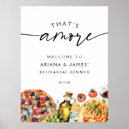 ウォーターカラータズアモーレイタリアン食品 ポスター