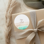 ウォーターカラーターコイズサンディビーチ結婚式 ラウンドシール