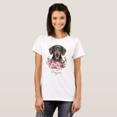 ウォーターカラーダックスフント Tシャツ (正面フル)