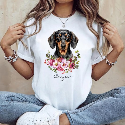 ウォーターカラーダックスフント Tシャツ
