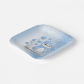 ウォーターカラーダックブルーフローラ紙プレート ペーパープレート (傾斜あり)